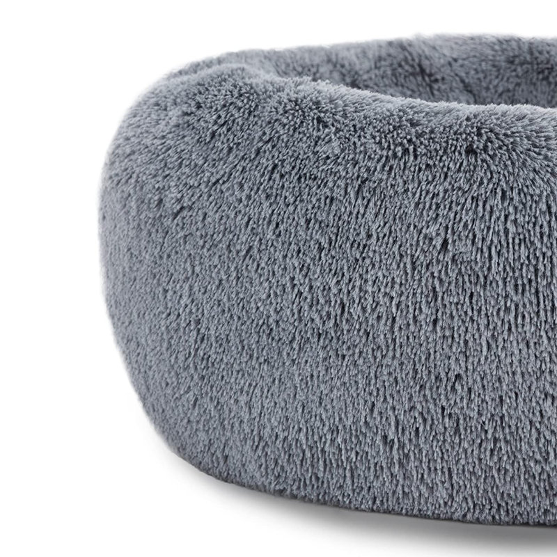 Beignet long en fourrure Courser Calming Cuddler, H 8 po x l 24 po x P 24 po, gris, Moyen (26 à 40 lb)