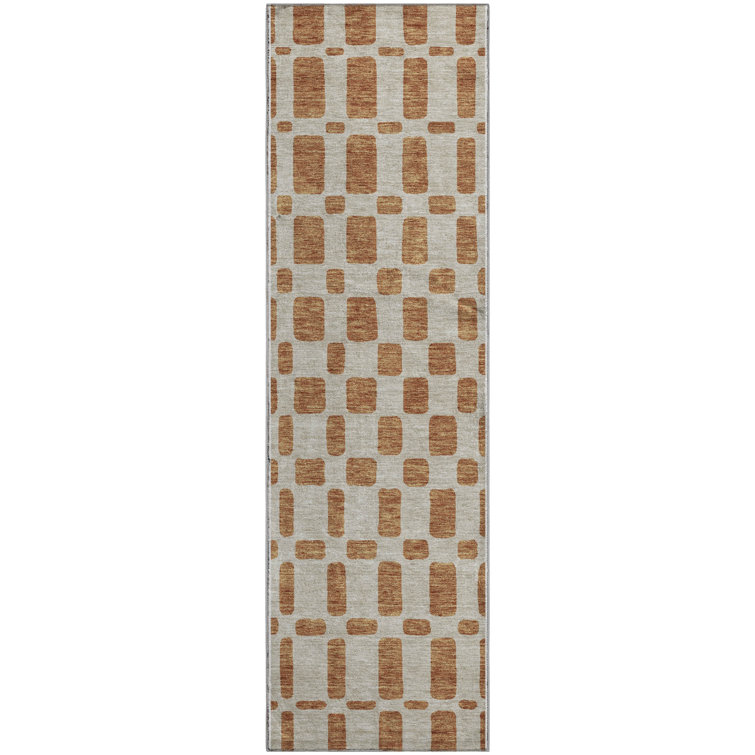 Premium Machine Washable Prisco Terracotta Rug