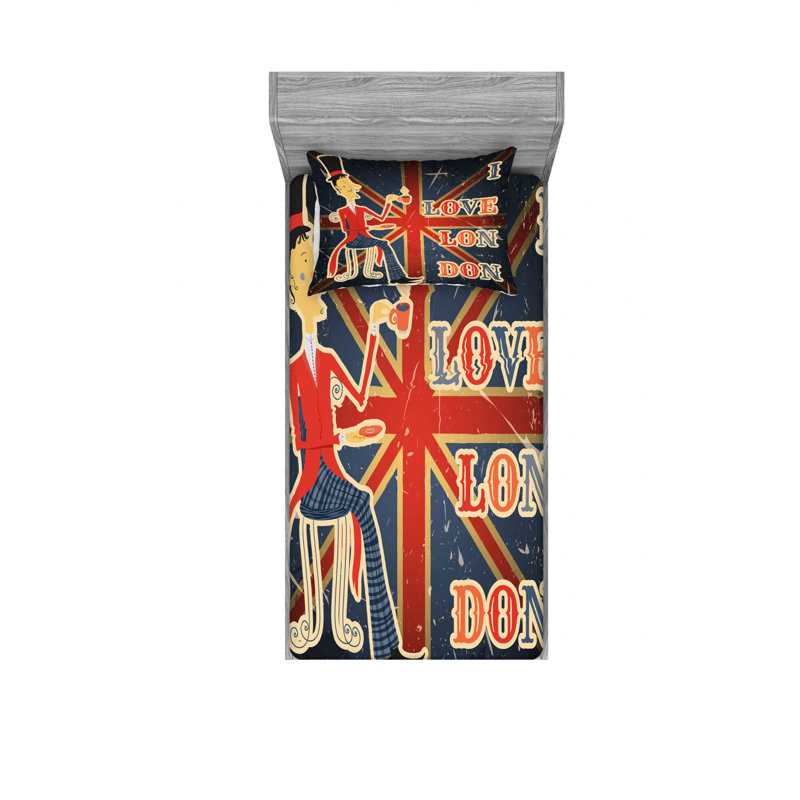 Ensemble de draps I Love London, Ensemble de draps pour lit simple avec drap-housse
