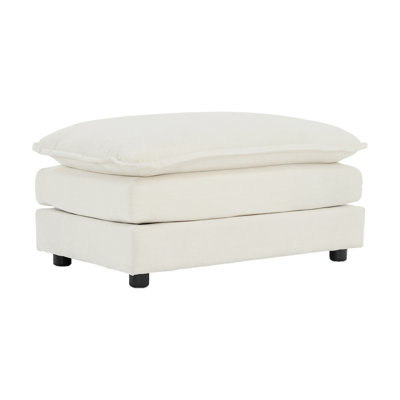 Repose-pieds en tissu chenille à combiner avec un canapé 2 places, un canapé 3 places et un canapé 4 places, chenille blanche