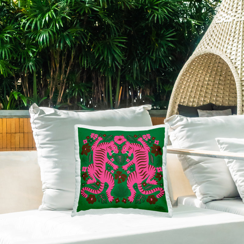 Coussin extérieur Mirrored Tropical Tigers
