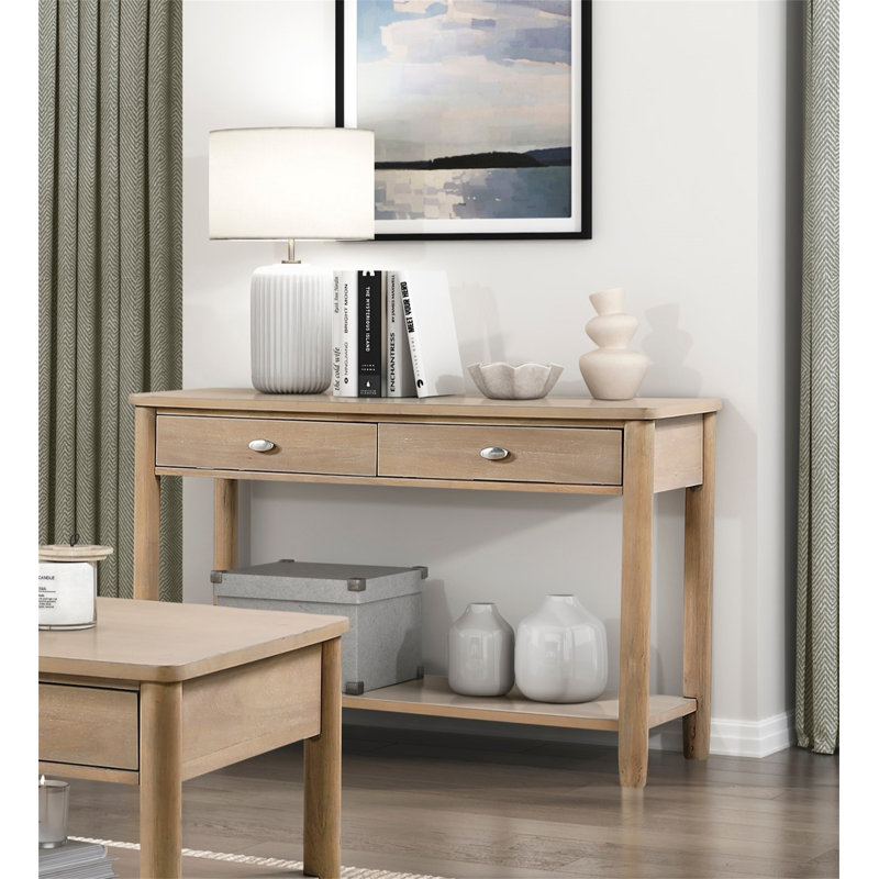 Élégante table de canapé en bois de 1 pièce avec deux tiroirs et une tablette ouverte pour un rangement et une présentation améliorés dans les salons