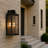 20” Matte Black Outdoor Wall Sconce With Ripple Glass, Hardwired Weatherproof Exterior Light, E12 Porch & Garage Lantern-201860163
