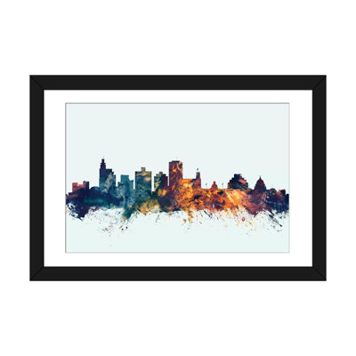 Série d’horizons : jackson, mississippi, usa on blue, reproduction d’art sur toile tendue