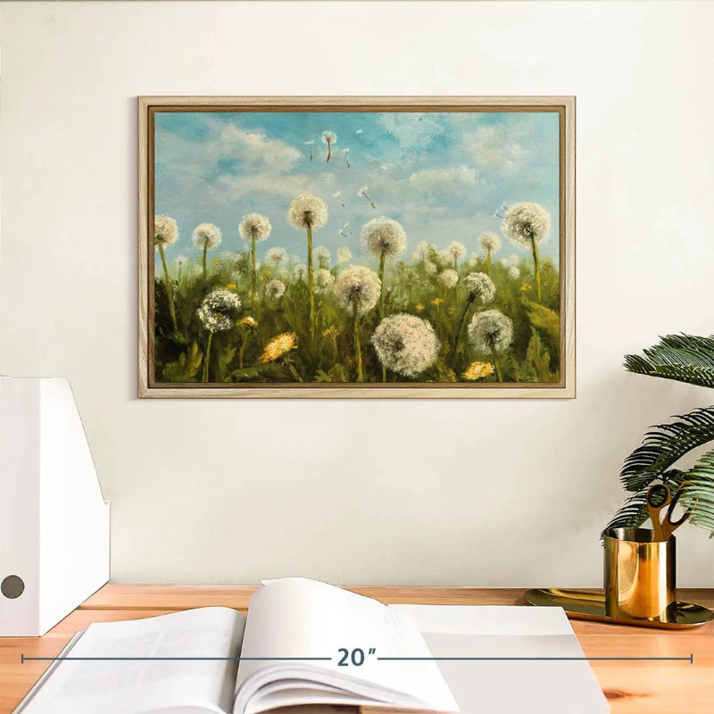 Graines de pissenlit dansant, Cadre flottant en bois naturel, 13 po x 9 po