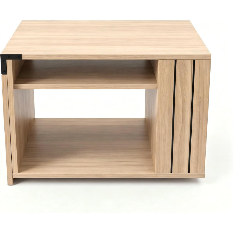 Table basse extensible avec rangement pour salon, Naturel