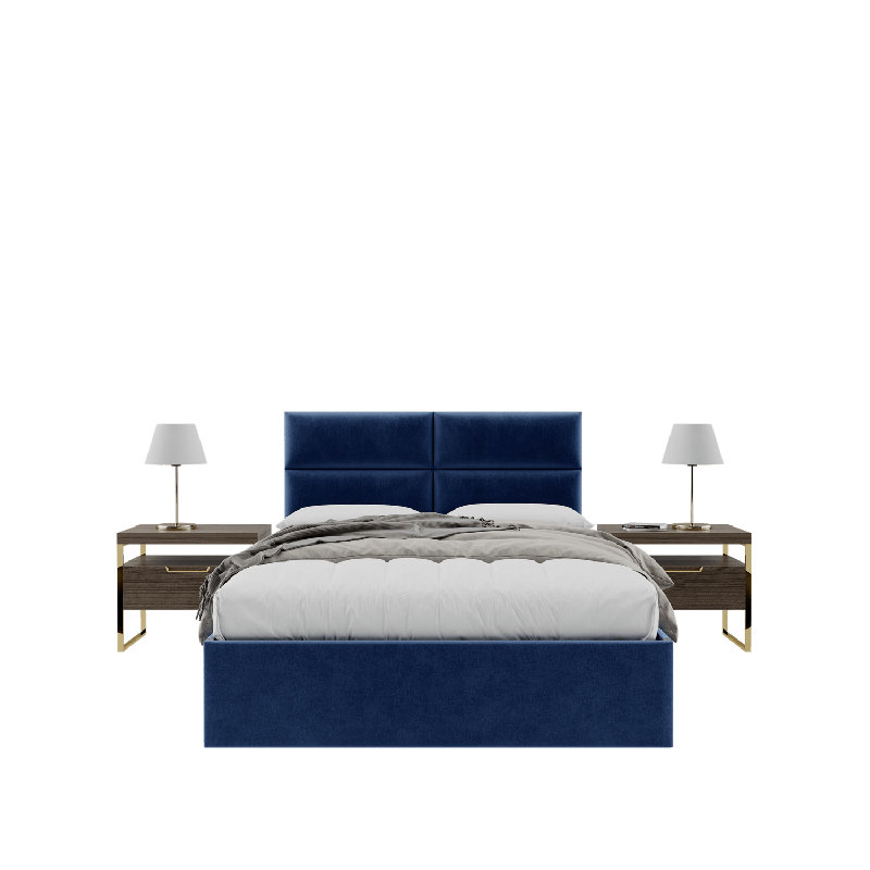 Sapan Upholstered Headboard, Queen (30"W x 11.5"H, Set of 4), Velvet Micro Fiber Navy