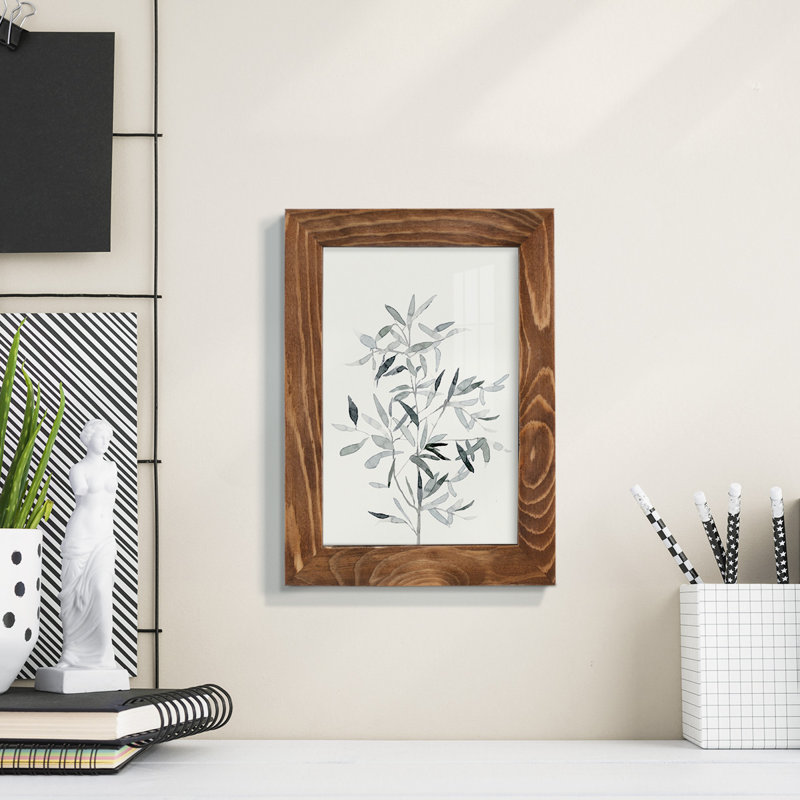 «Chereen Delicate Sage Botanical VI», reproduction d'un seul cadre, H 7 po x l 5 po x P 1 po, Noyer