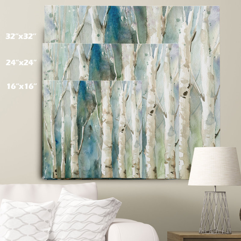 « river bouleau i » par carol robinson, reproduction d’art sur toile tendue, H 32 po x l 32 po x P 1,5 po