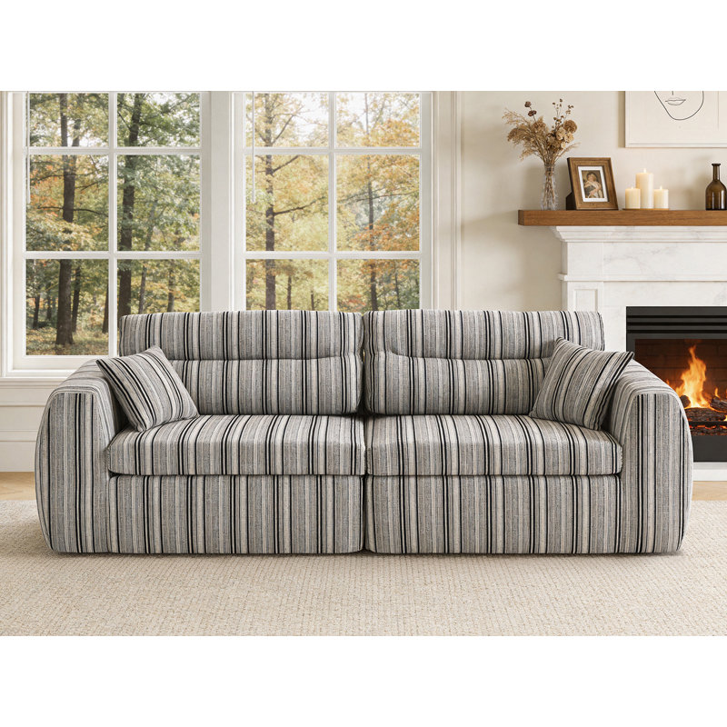 111" 2 - Piece Modular Sofa, Black/White