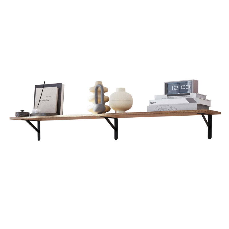 60 Inch Long Floating Wall Bookshelf, Living Room Shelf, Rustic Decor, Wall Mounted, 1pc, Burnt