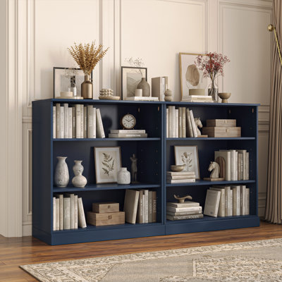 100% Solid Wood 6-Shelf Bookcase Cabinet with Open Storage and Adjustable Shelves, Display Bookshelf, 64" W x 35.75" H