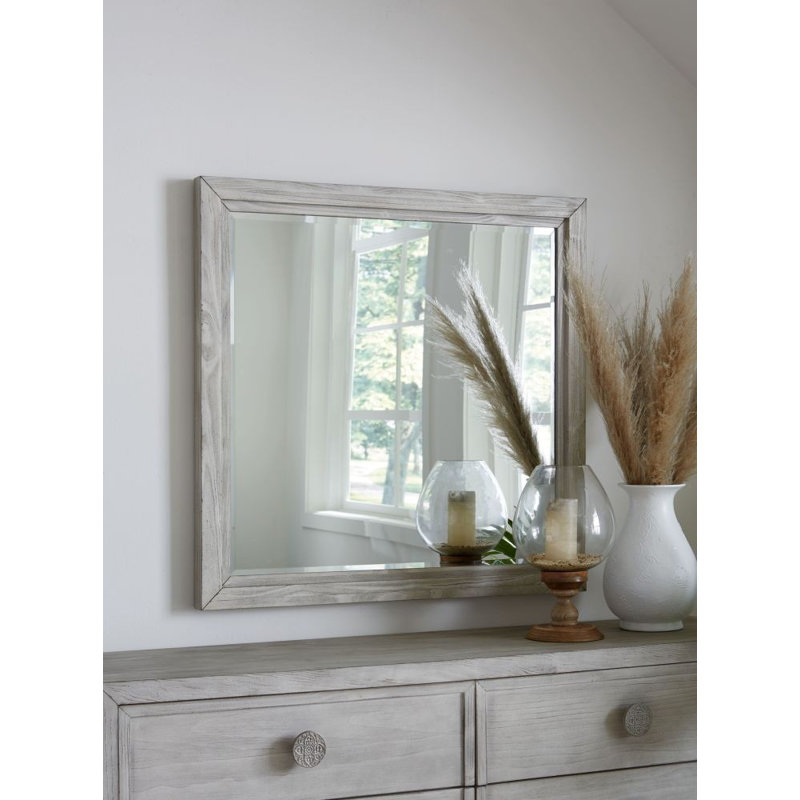 Miroir biseauté pour commode Tovoris, Blanc délavé