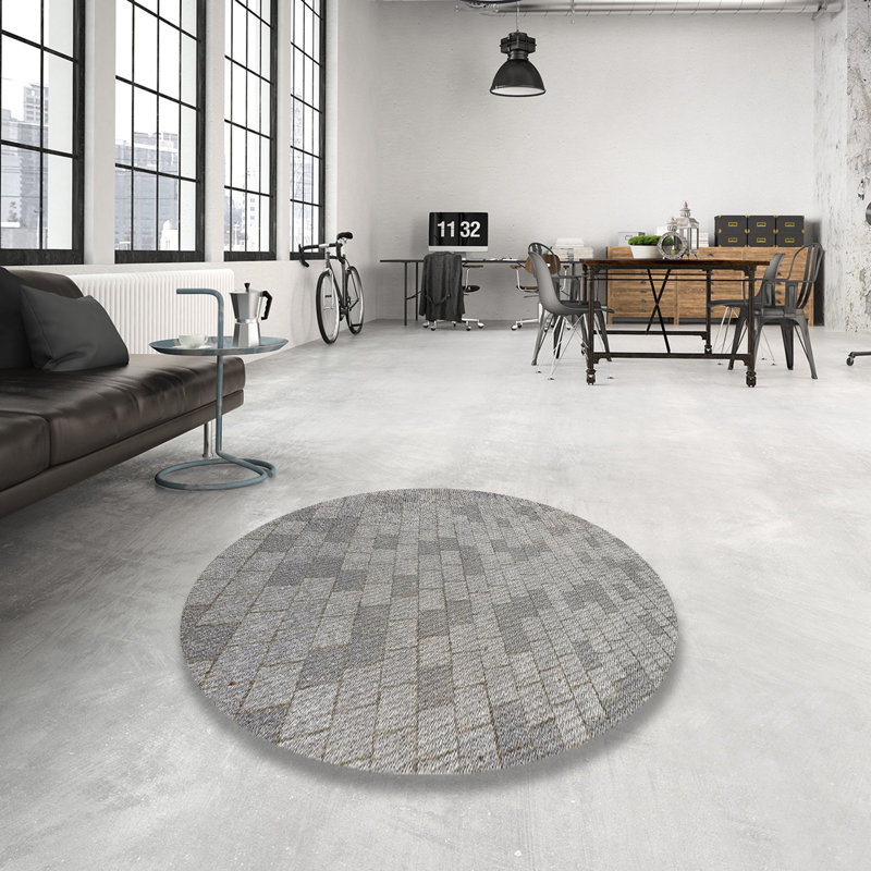 Geometric Indoor Rug, Round 7'