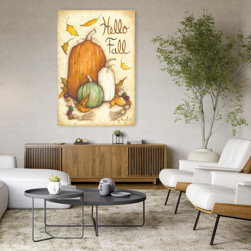 «Hello Fall», art abstrait de fruits, H 48 po x l 32 po