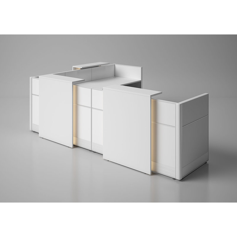 Nasly 2 Person L-Shaped Synthetic Laminate Reception Desk with Power Outlet