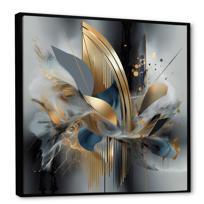 «Grey Soft Colors Marble Abstract II», reproduction sur toile , H 36 po x l 36 po, Reproduction avec cadre flottant, Noir