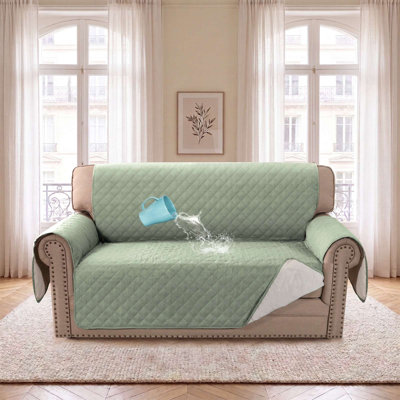 Housse de canapé imperméable et lavable avec sangles élastiques, housse de protection pour canapé pour animaux et enfants (causeuse, turquoise pâle)