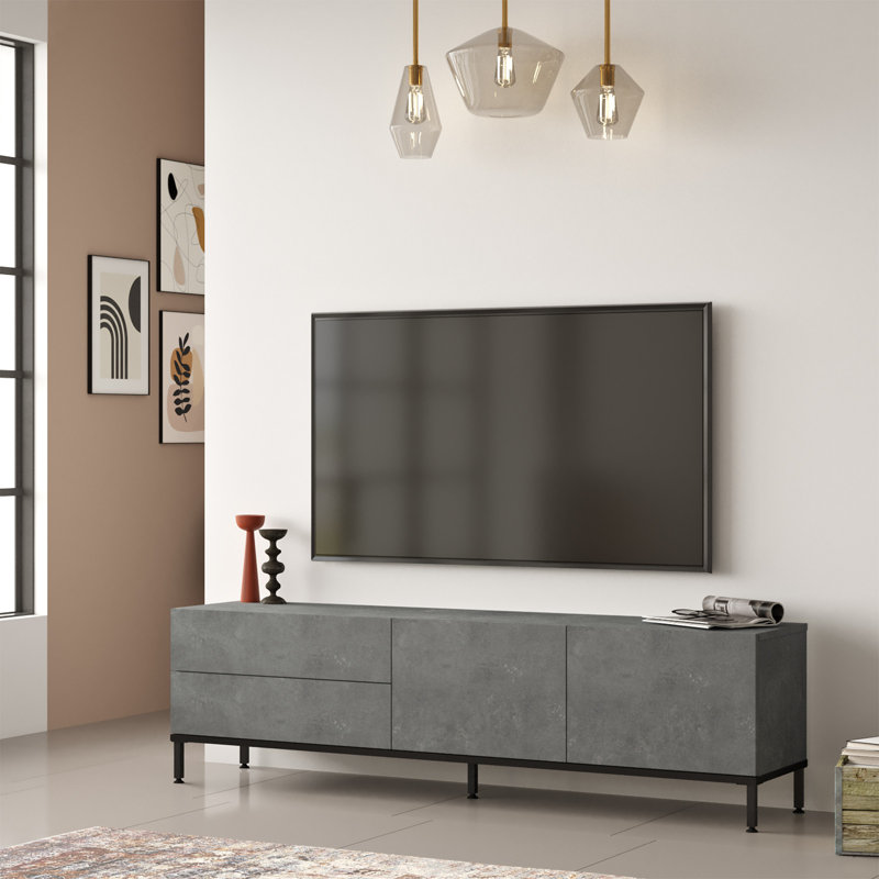 Langley Unfinished TV Stand for TVs up to 65", Silver Black