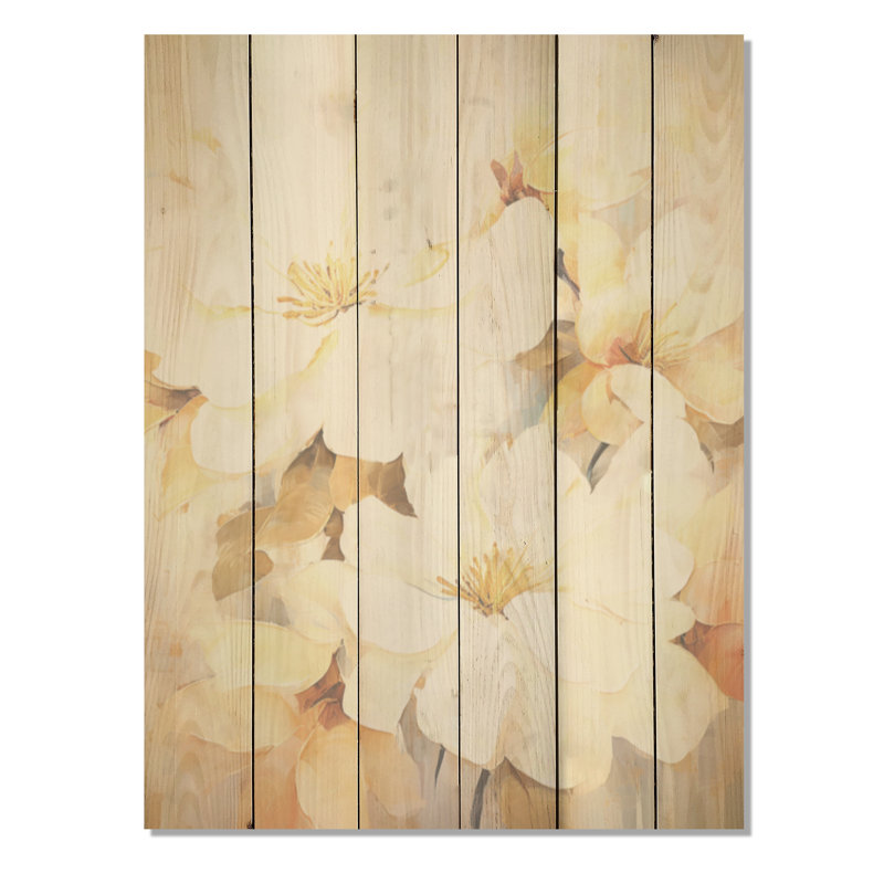 Gracieux rhododendron non embelli I - Art sur bois de rhododendron sur bois de pin naturel, H 40 po x l 30 po