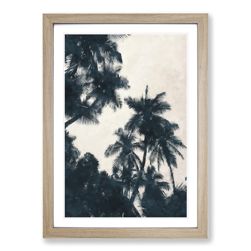 Palm Tree Fronds - Framed Print, 48cm H x 36cm W x 2cm D, Oak Framed