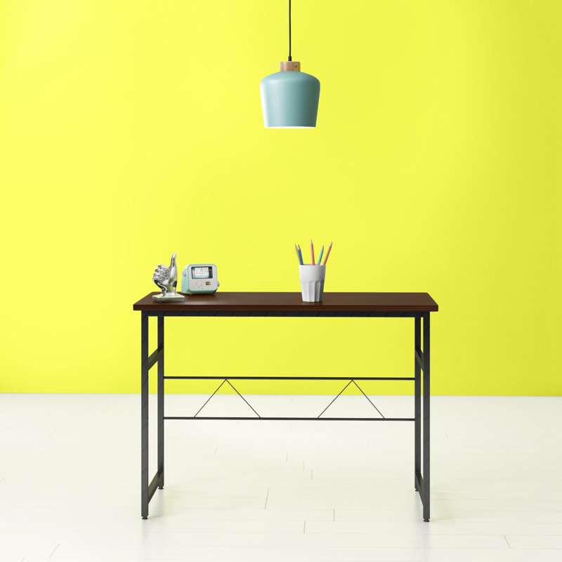 Makale Metal Base Writing Desk, Walnut Finish