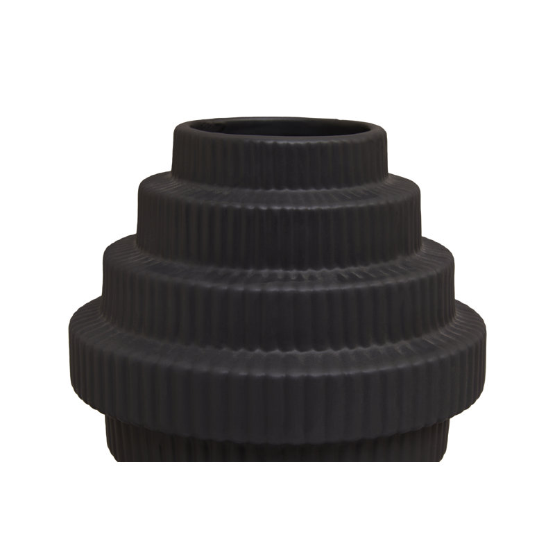 Antonietto Earthenware Table Vase, Black, 16cm H x 15cm W x 15cm D