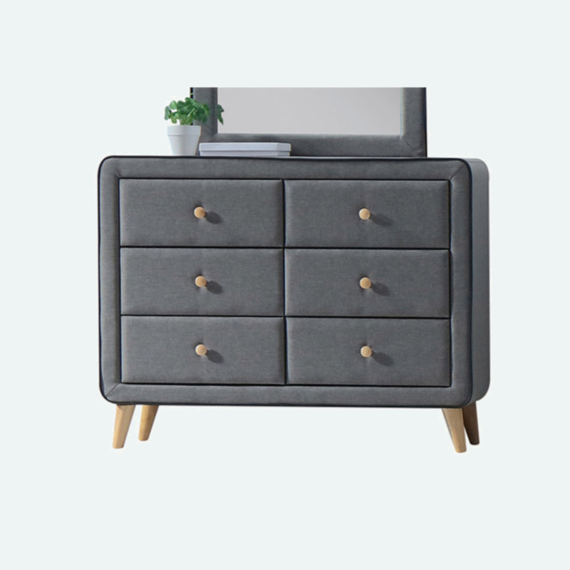 Felipe Upholstered Dresser with Drawers & Wooden Legs