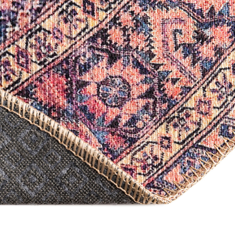 Tapis transitionnel Amilio bleu marine / mauve, Ovale 2 pi x 3 pi 1 po