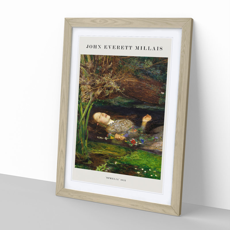 Ophelia by John Everett Millais - Picture Frame Painting, Oak, 48cm H x 36cm W x 2cm D