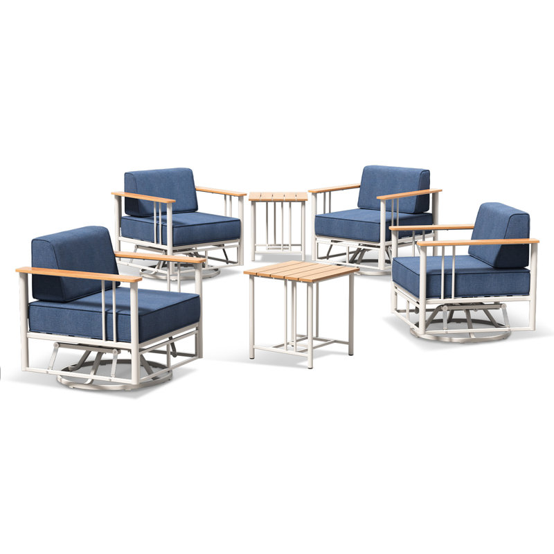 Ensemble de conversation Coan, Coussin bleu / cadre blanc