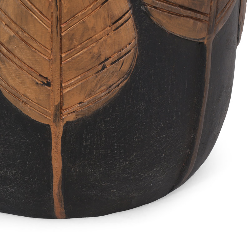 Table d'appoint d'extérieur en béton léger - structure terreuse et conception pratique dans un superbe motif de feuilles fonctionnel