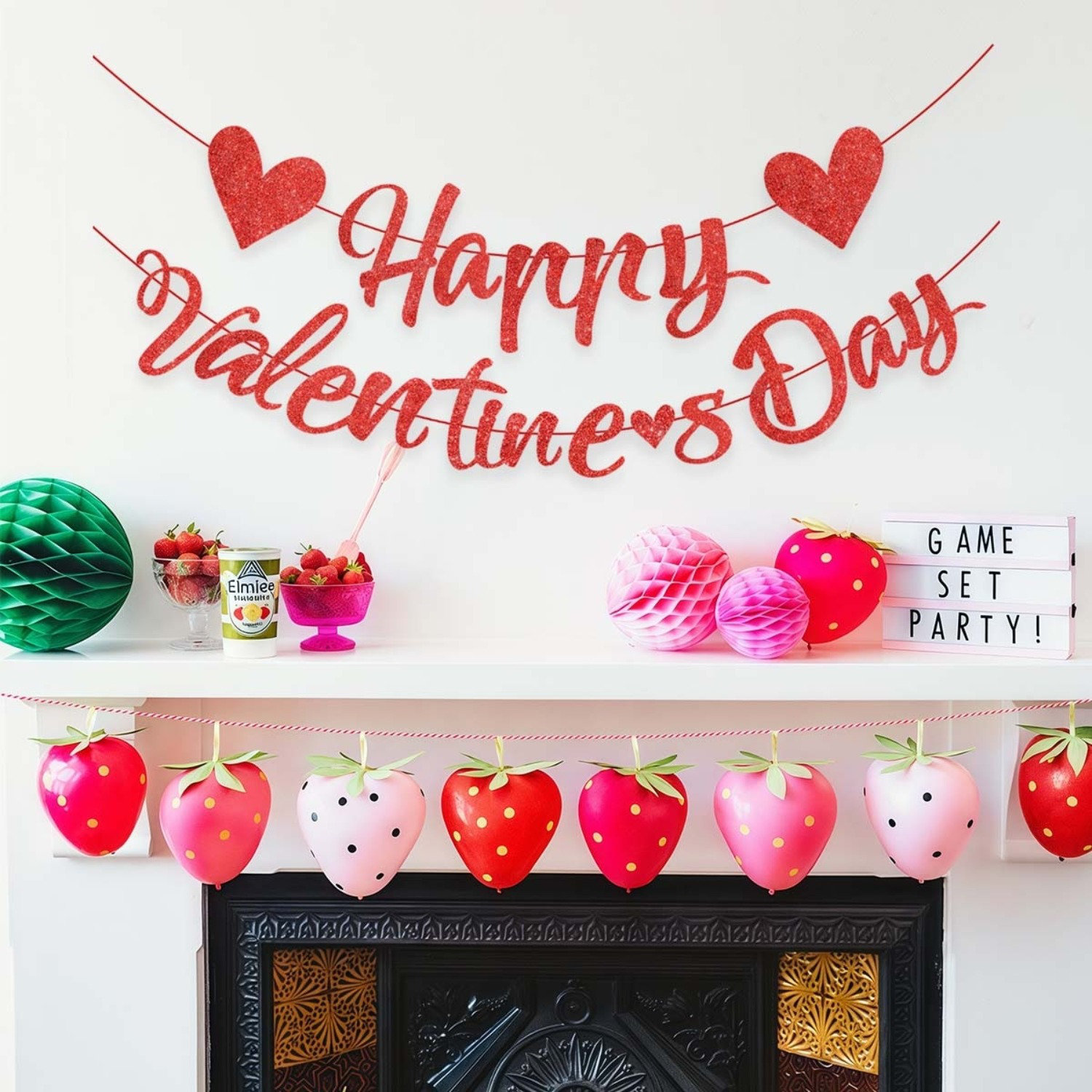 The Holiday Aisle® Red Glittery Happy Valentine's Day Banner and Red