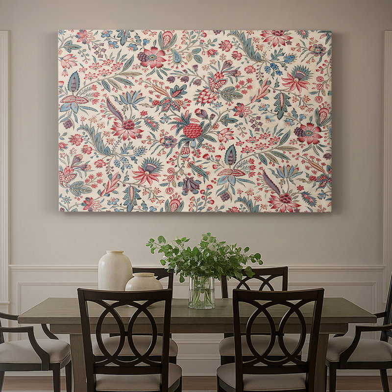 Motif floral Chintz (style indien / persan) -William Morris-toile tendue avec châssis-c. Fin du 19e siècle, 32 x 48