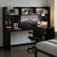 Bureau rectangulaire en bois massif noir, bureau-118342337