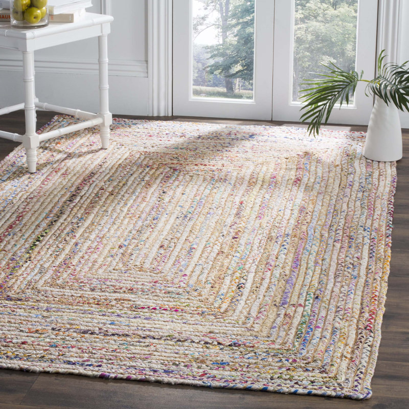 Tapis multicolore en coton tissé à plat à la main Herzig, Rectangle de 11 pi x 15 pi