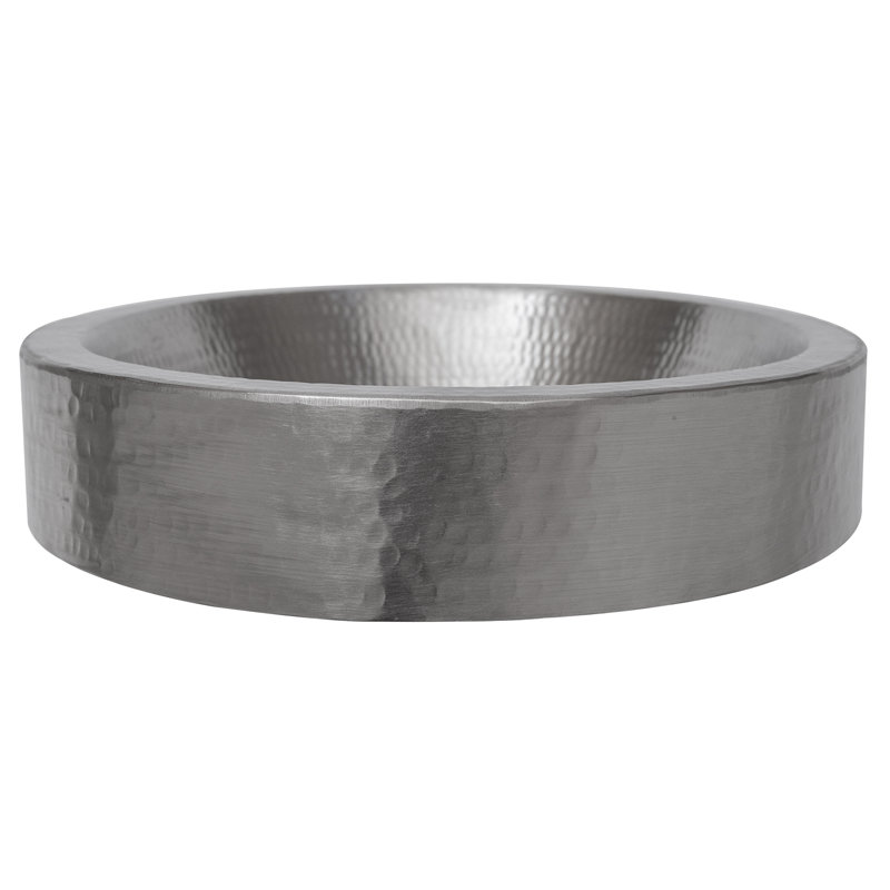 18" Oval Skirted Vessel Hammered Copper Sink in Nickel