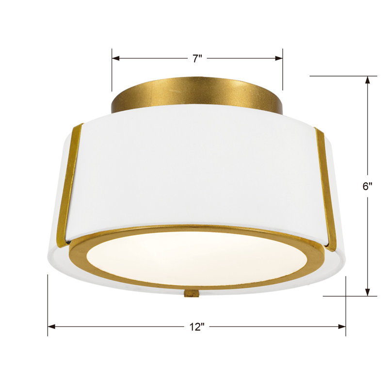 Marietta 2 - Light 12" Flush Mount, Antique Gold, Gold/White