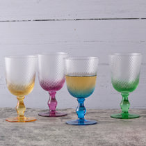 Rickita Wine Red Wine Glasses, Set of 4 (Set of 4) Latitude Run Color: Blue