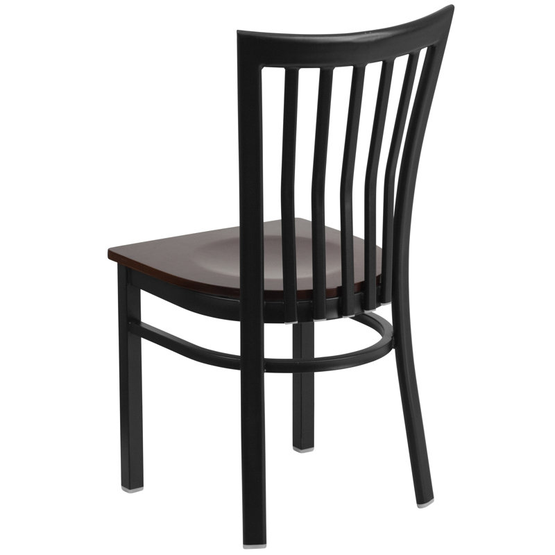 Jophy School House Back Metal Restaurant Chair, Walnut