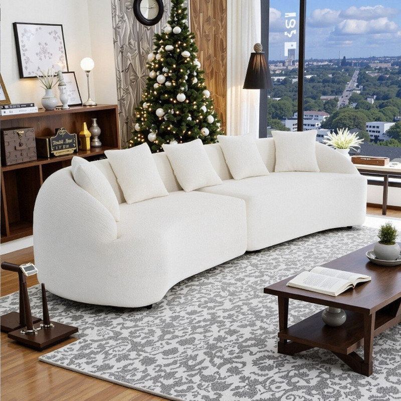 Canapé modulaire incurvé de 110 pouces avec canapé modulaire désossé en mousse haute densité, Blanc