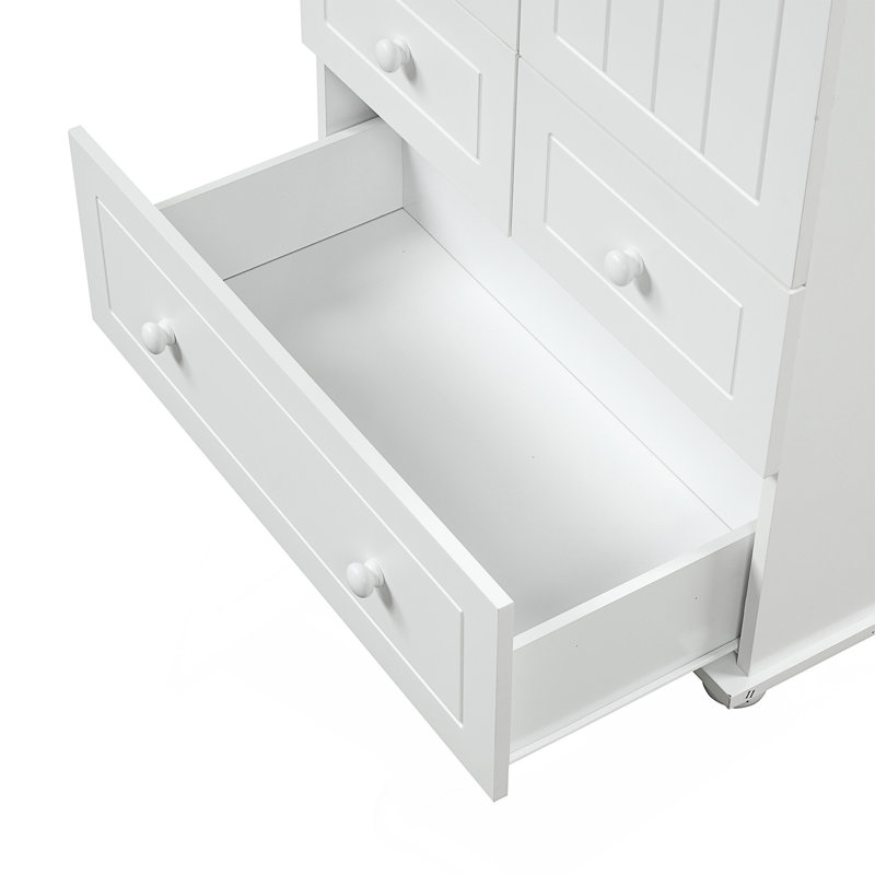 Tall Storage Cabinet With Three Drawers For Bathroom/Office, White