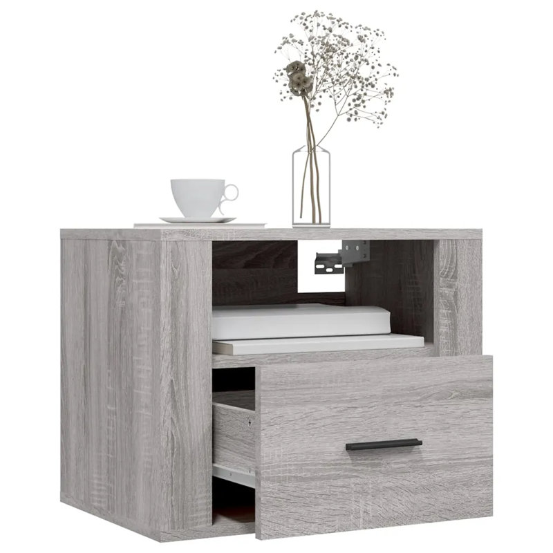 Jalaysia 50 cm W Bedside Table, Dark Grey, Set of 2