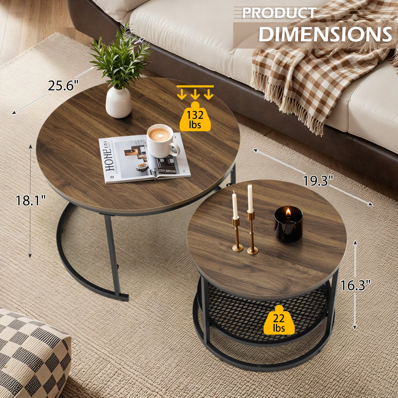Coffee Table with Storage, Dark Brown Wood, Black