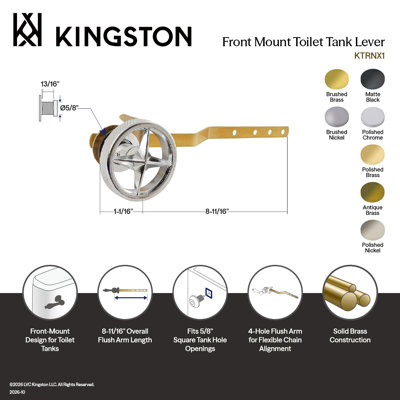 Levier de réservoir de toilette à fixation avant Kingston Kingston