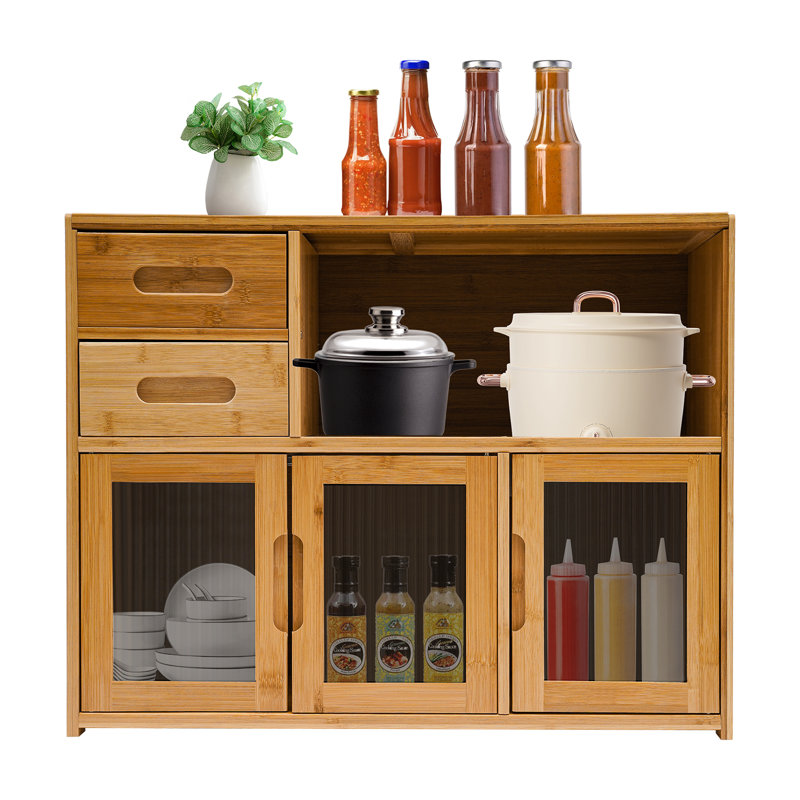 Armoire de rangement simple en bambou Cearia (H 18,9 po x l 24,4 po x P 9 po)