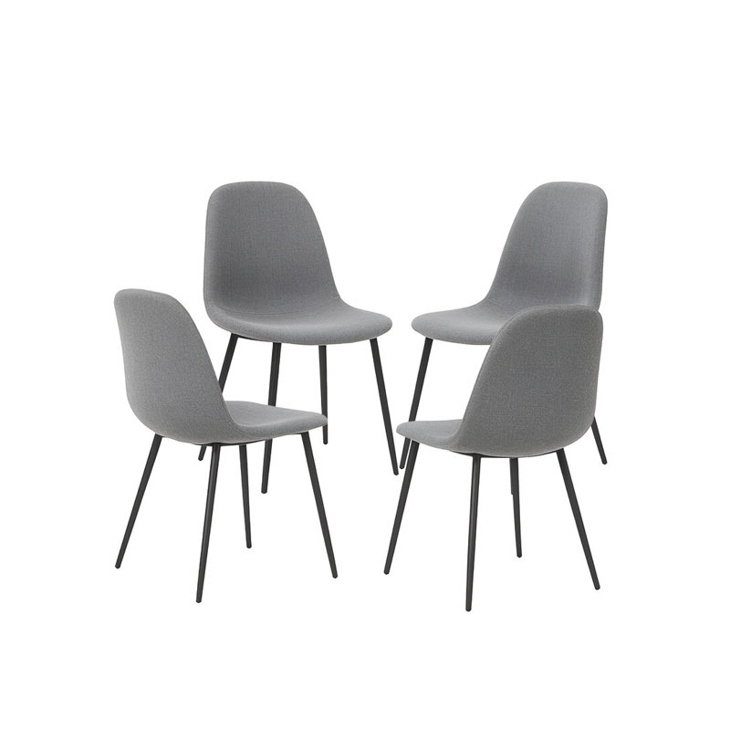 Polyester Upholstered Metal Side Chair, Natural