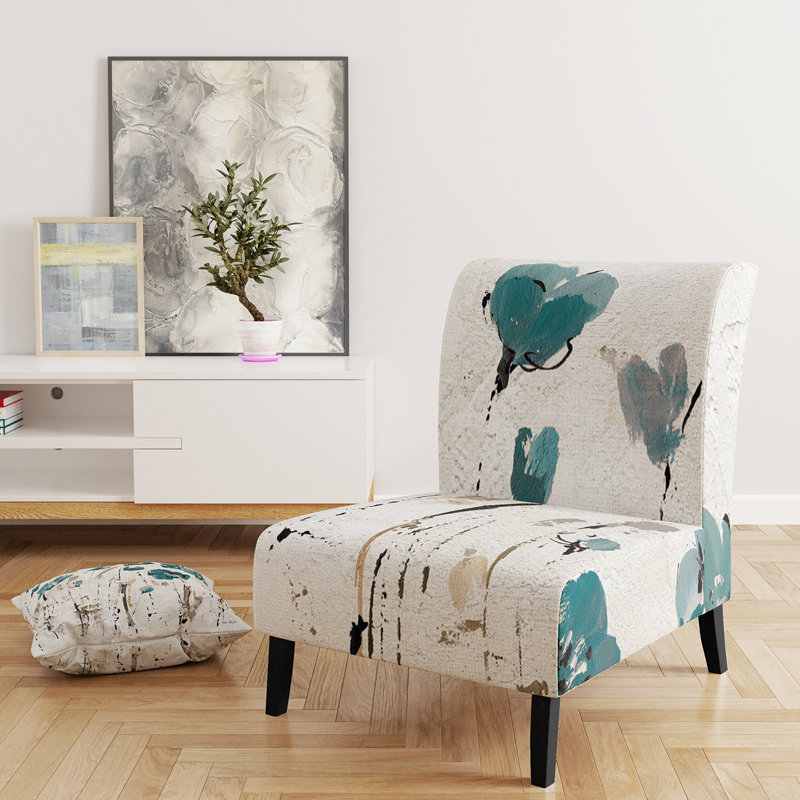 Fauteuil de chambre rembourré Fields of Turquoise Watercolor Flower II - Traditional