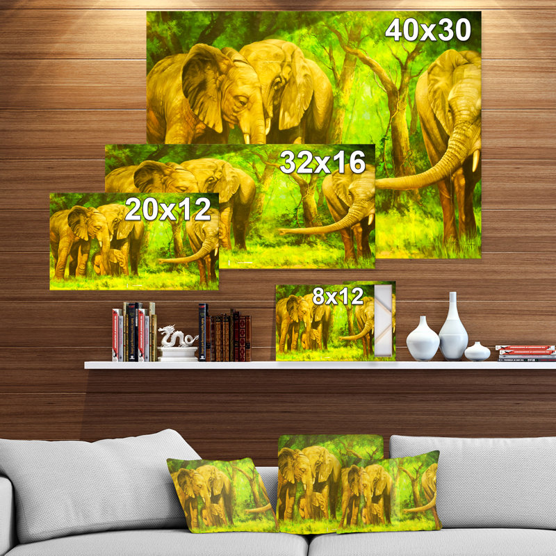 Un éléphant dans les bois-imprimé, Toile tendue, H 12 po x l 20 po x p 1 po