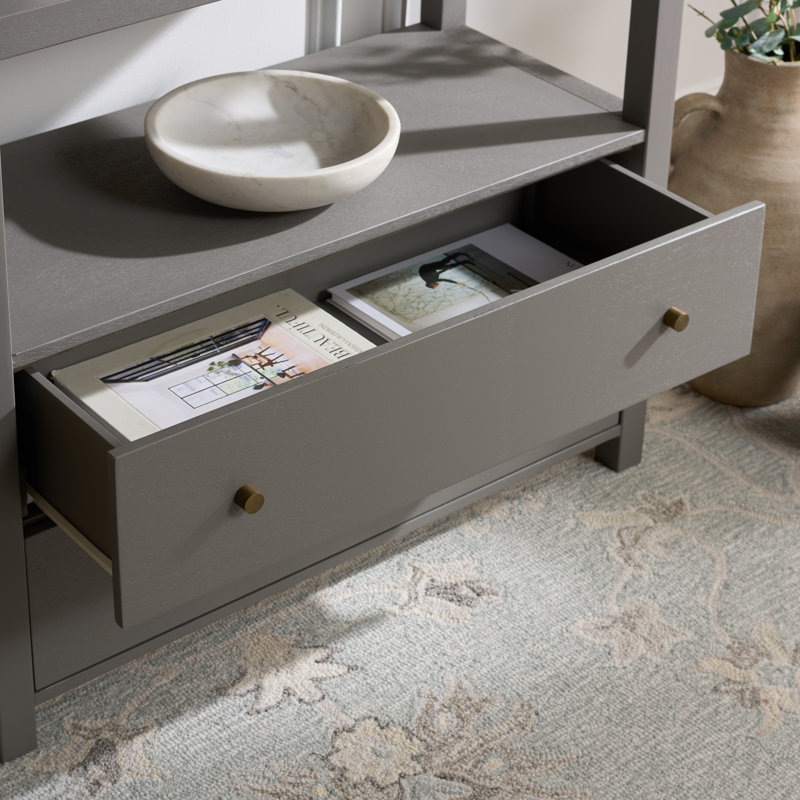 Commode 2 tiroirs Criner, Bois gris / gris